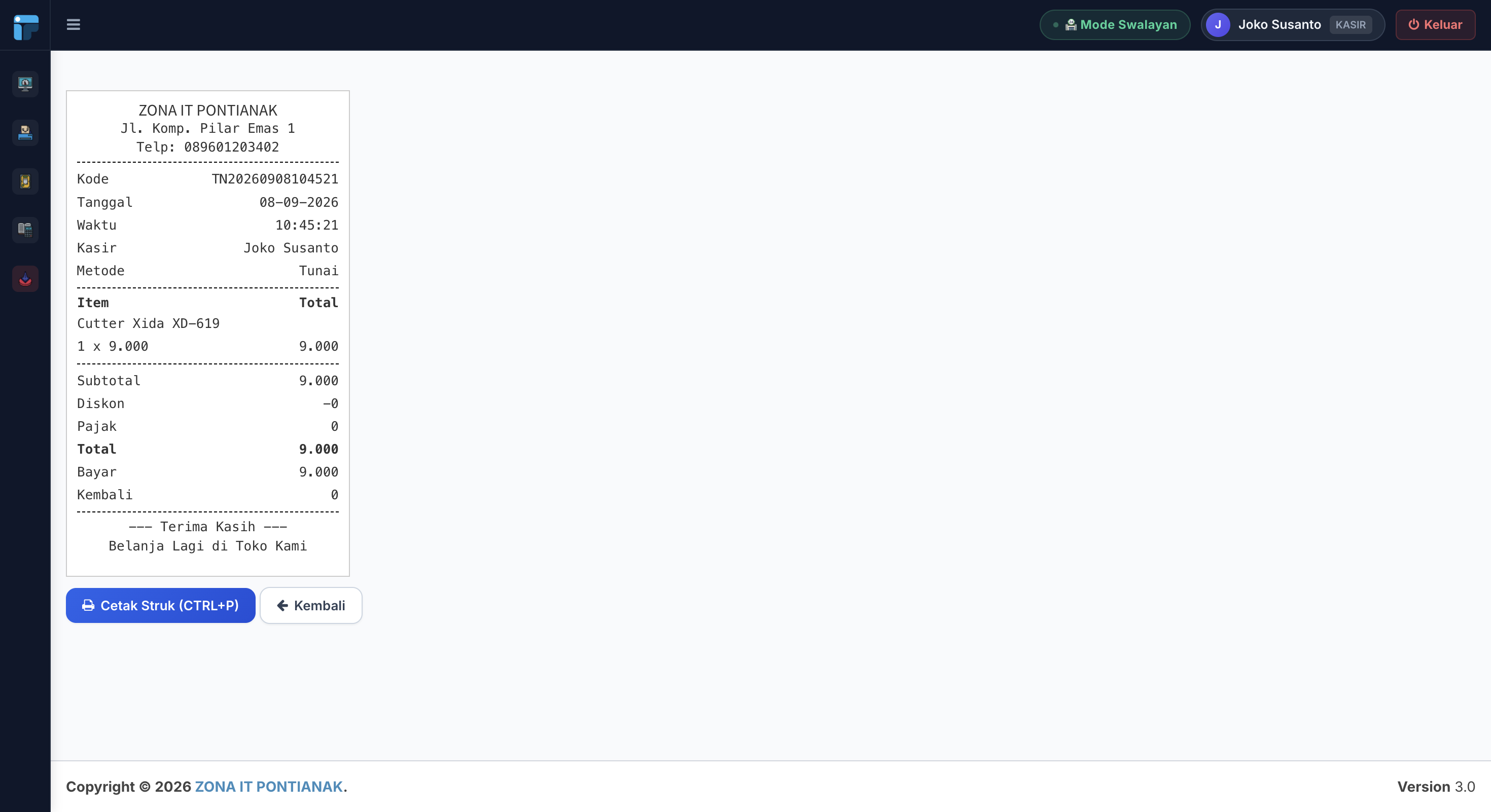 4. Tampilan Struk Pembayaran Desktop