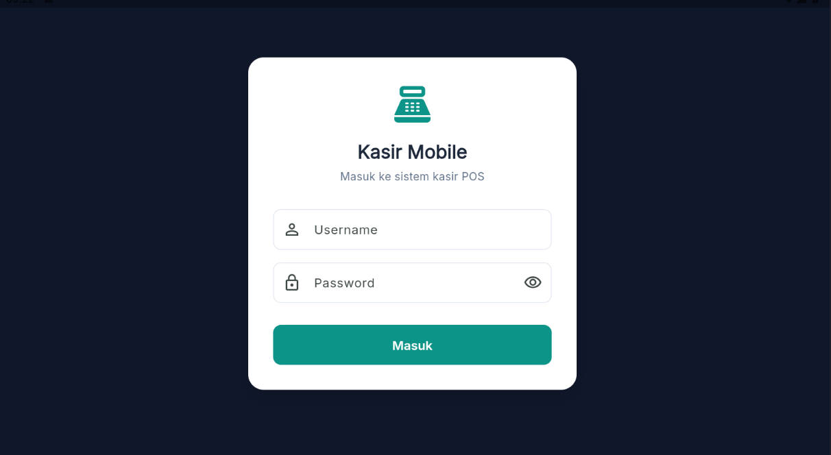 1. Halaman Login Kasir Mobile